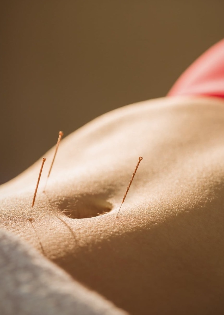 Bauch mit Akkupunkturnadeln